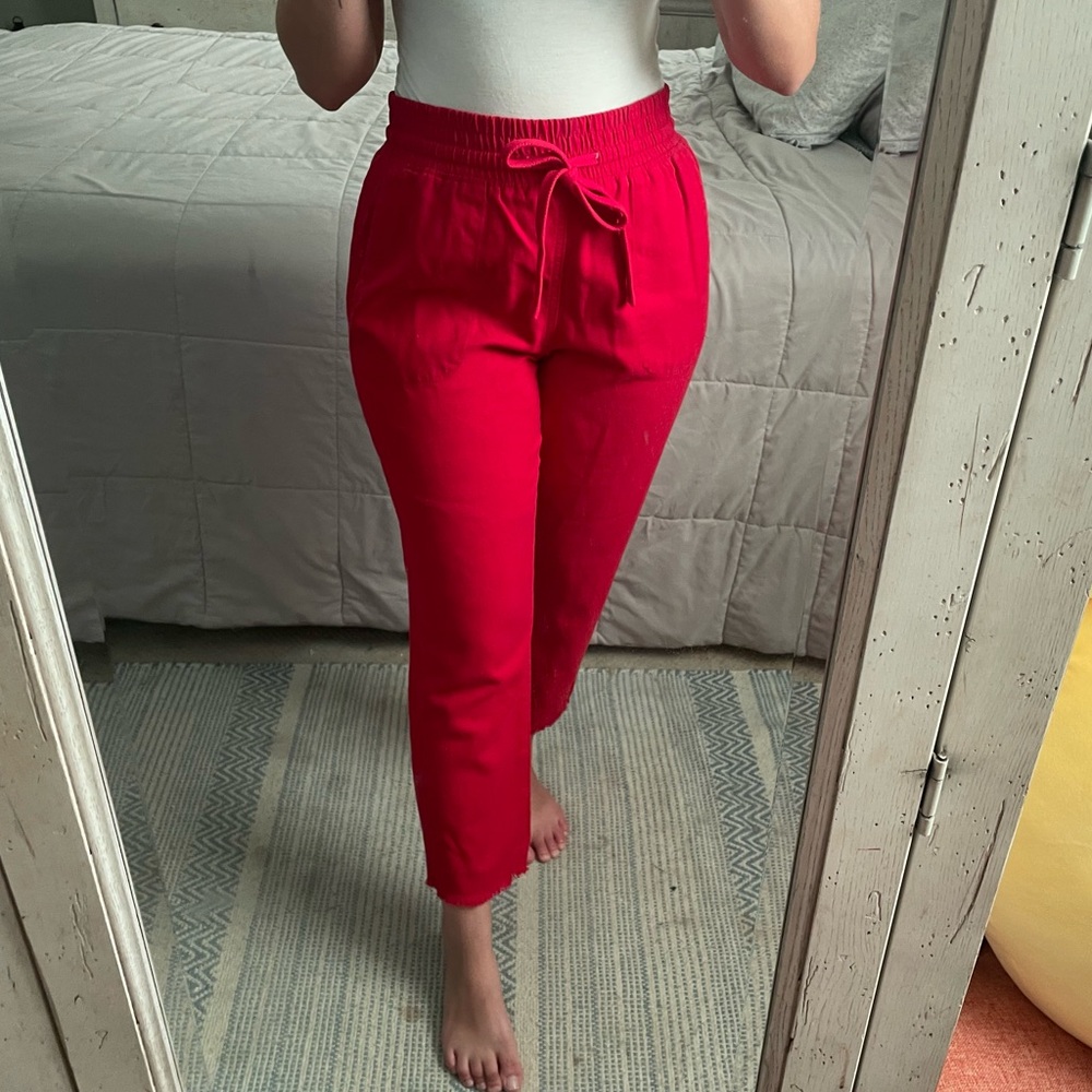 Zara Bright Red Drawstring Pants